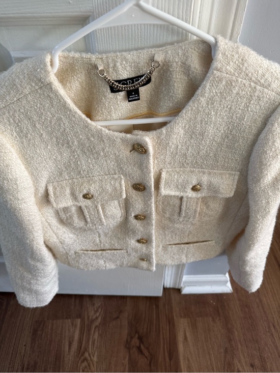 J. Crew Jackets & Blazers - Cropped Bouclé Jacket with Gold Buttons - Cream Great Winter White  Blazer